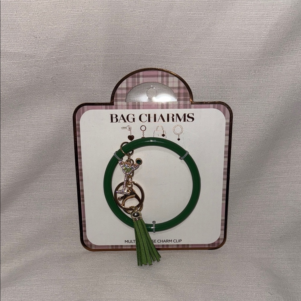 Green Bag Charm with Tassel and Martini